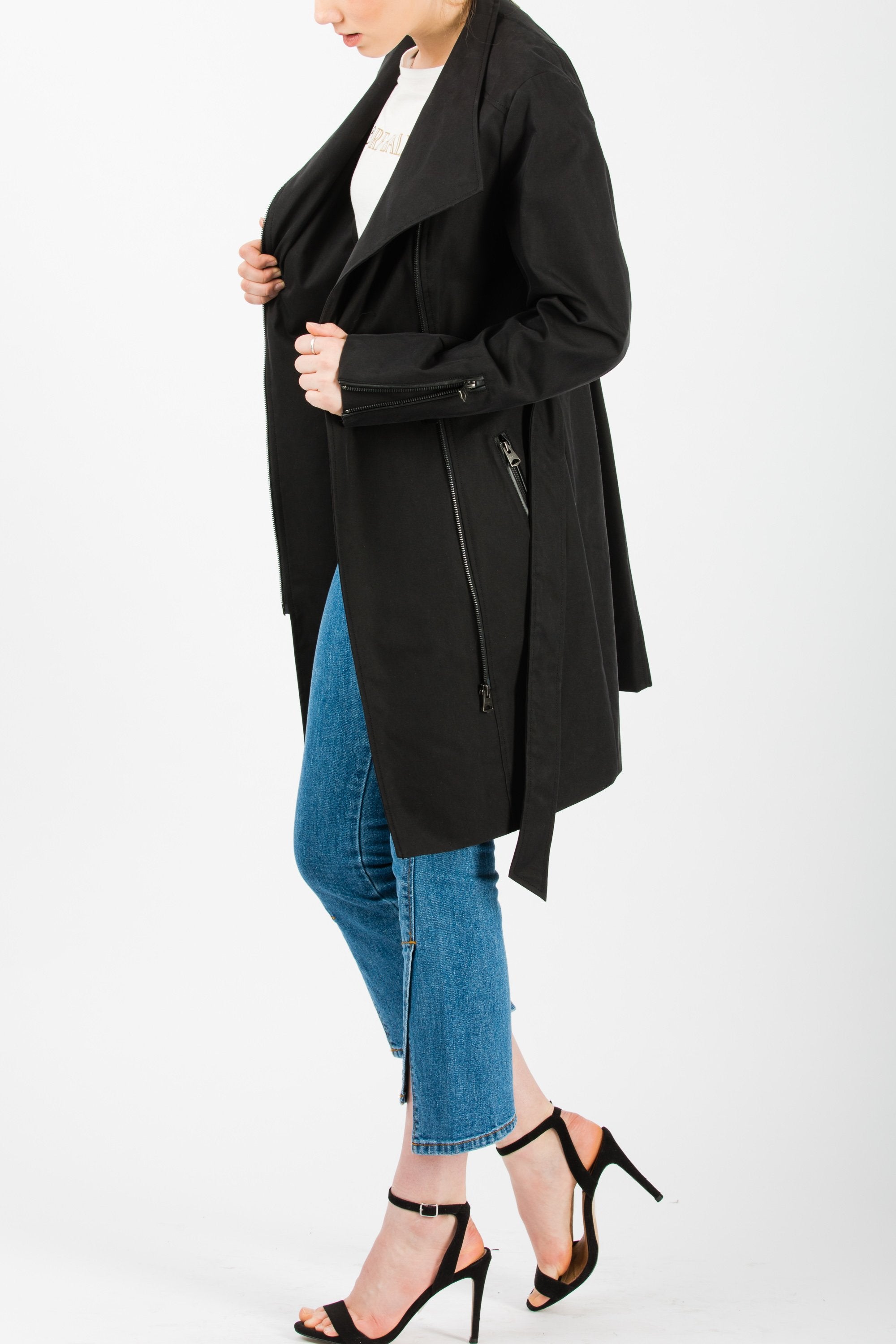 Mackage Estela Ladies Belted Trench Coat Black - Room 29