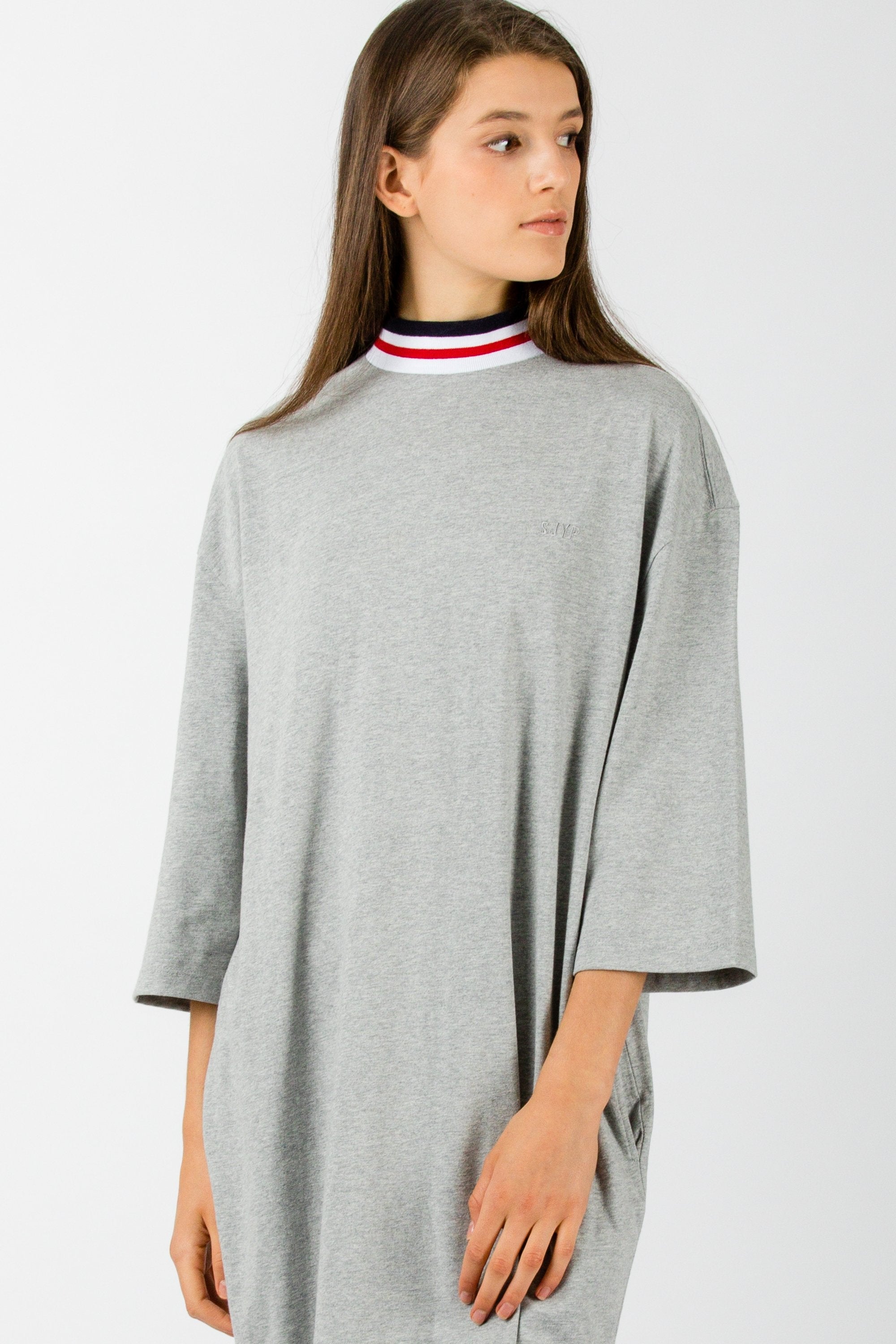 SJYP Knitted Color Neck Band Dress Grey - Room 29