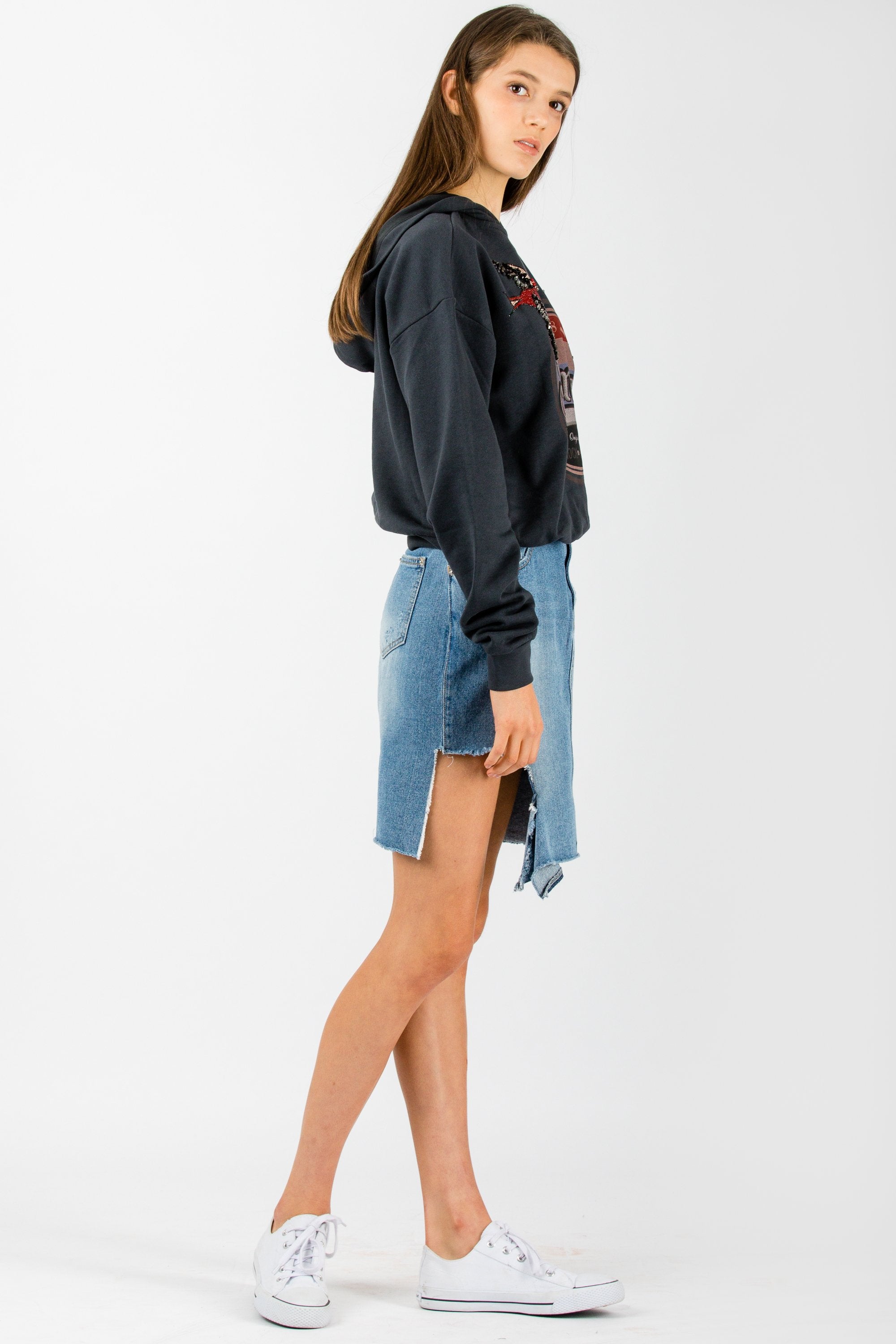 SJYP Woven Denim Mid Skirt - Room 29