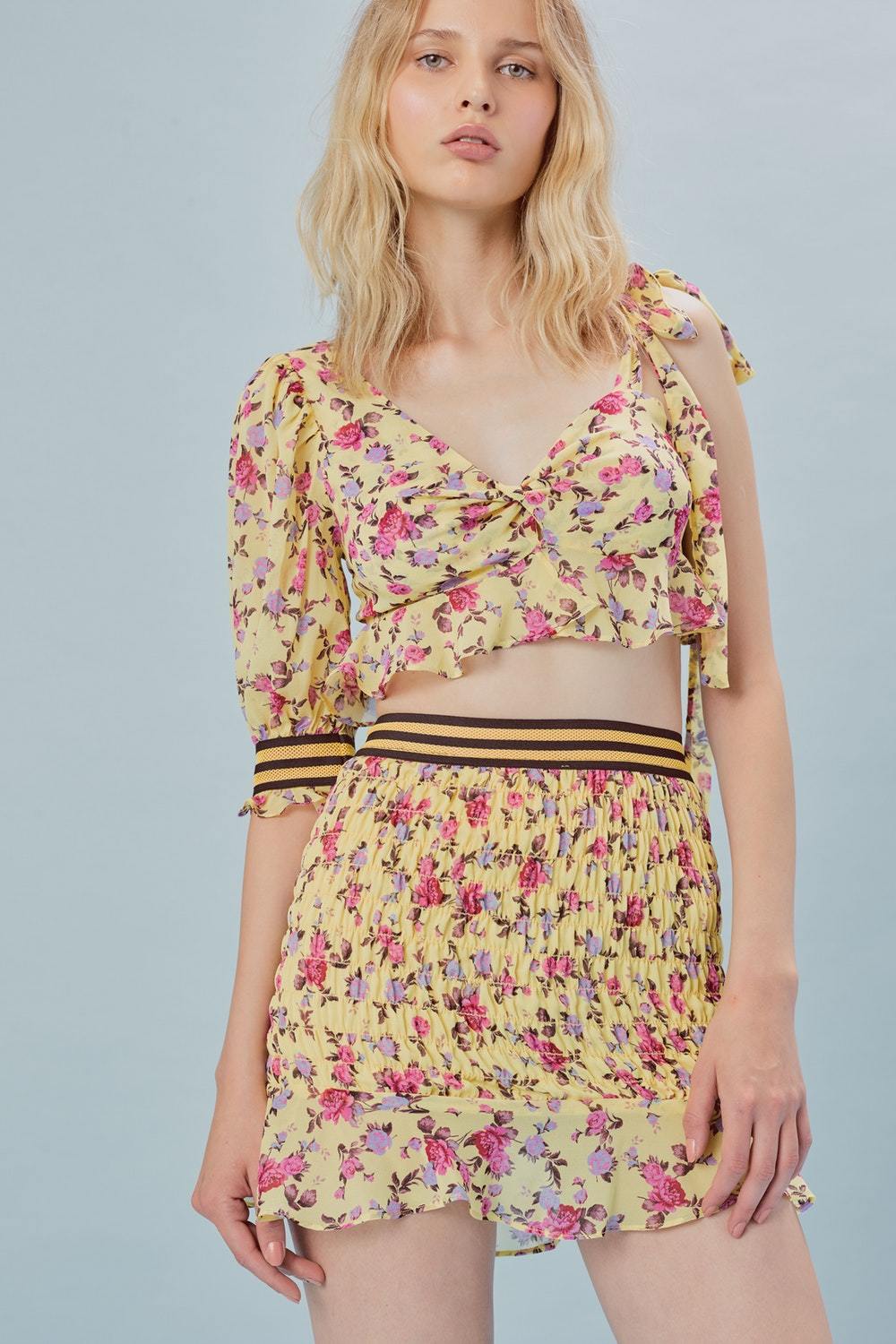 For Love & Lemons Odette Mini Skirt Yellow - Room 29