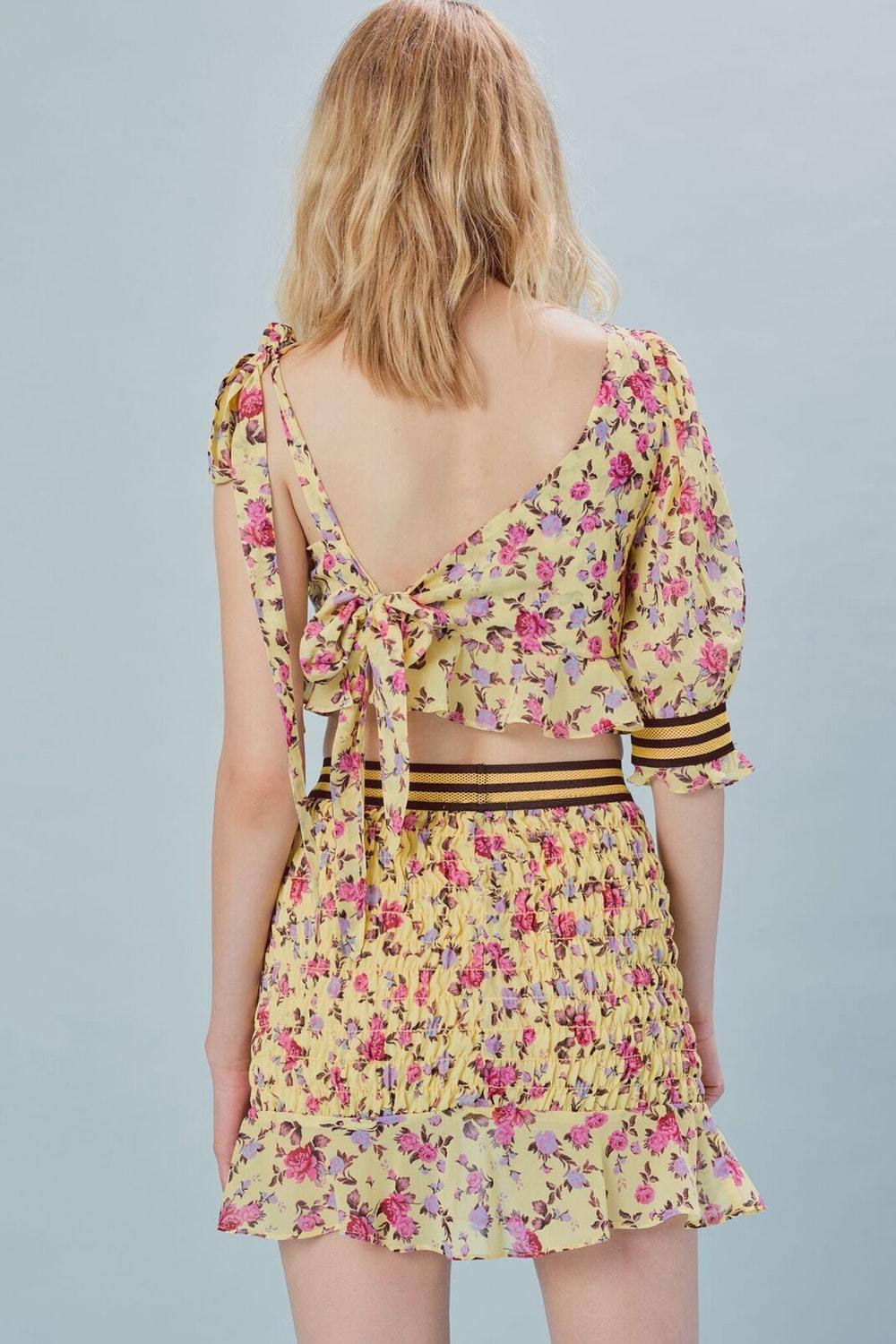 For Love & Lemons Odette Mini Skirt Yellow - Room 29