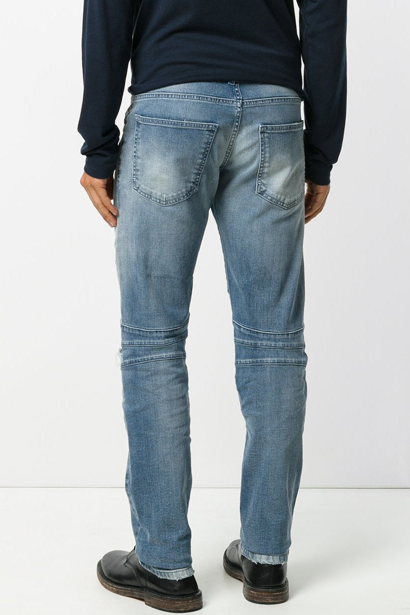 Pierre Balmain Denim Blue Destroyed Biker Jeans - Room 29