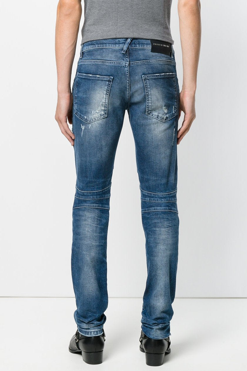 Pierre Balmain Blue Distressed Biker Jeans - Room 29