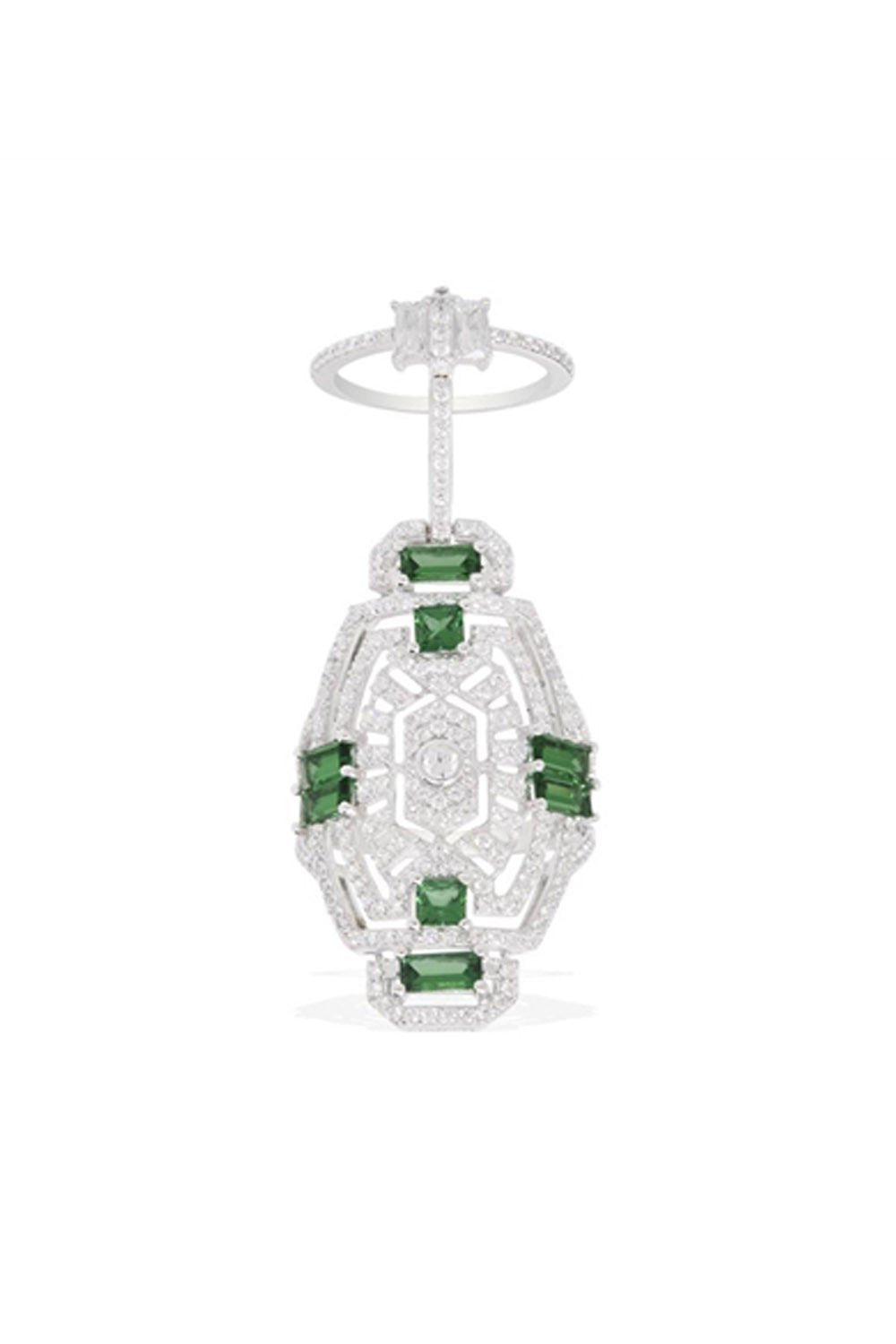 APM Baugette Stone Ring with Green A15552XKG - Room 29