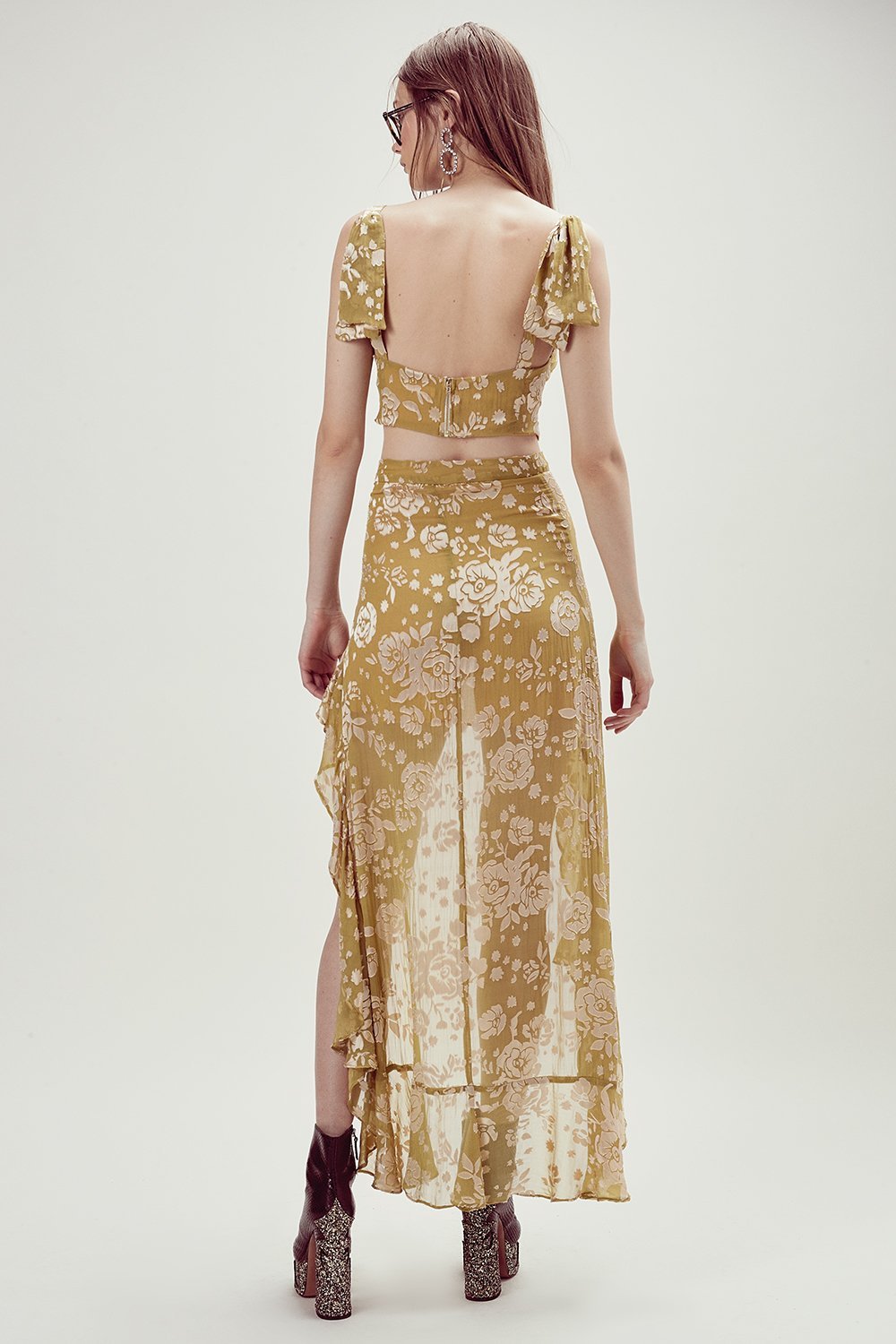 For Love & Lemons Cosmo Crop Top Mustard - Room 29