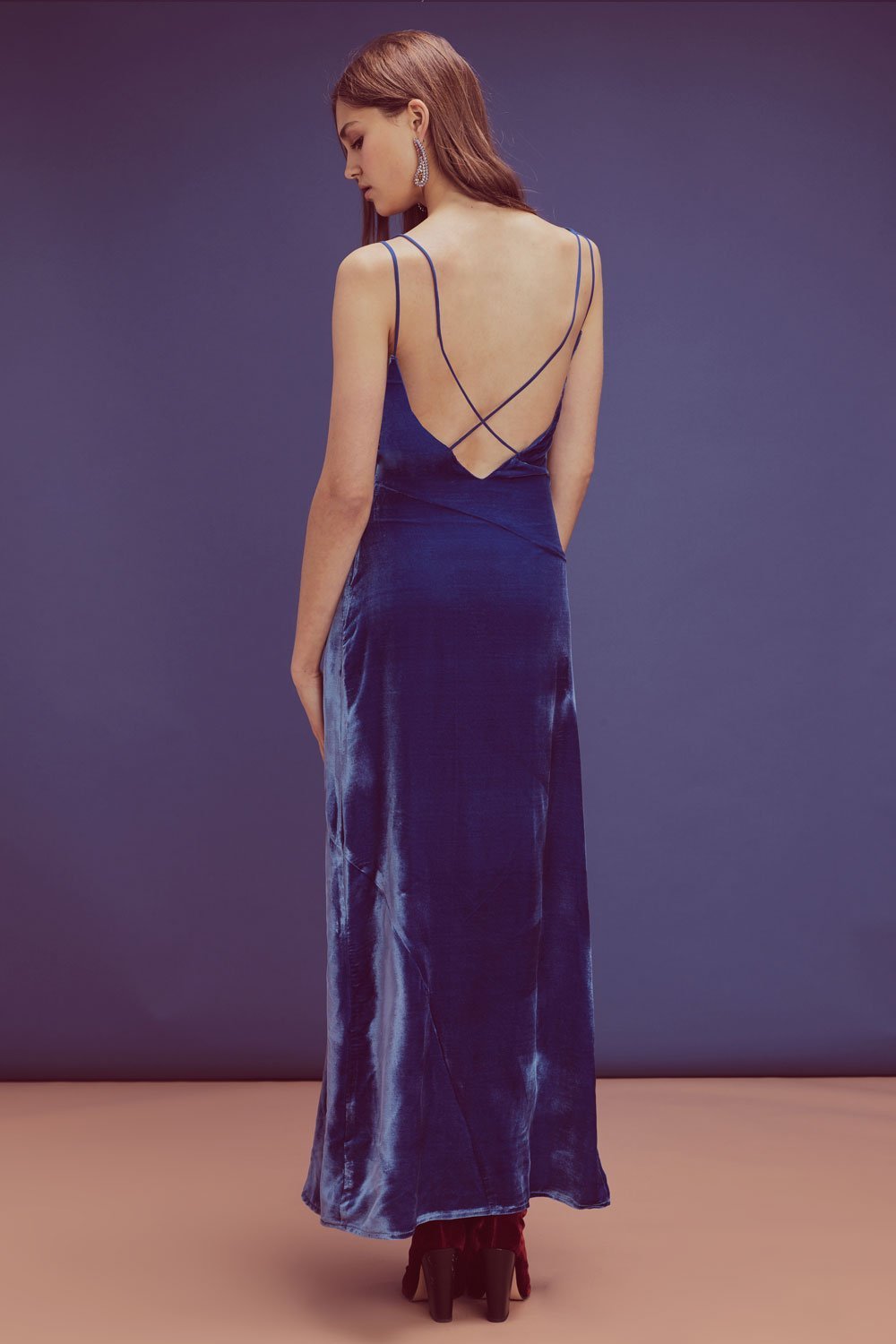 For Love & Lemons Nadine Velvet Maxi Cobalt - Room 29