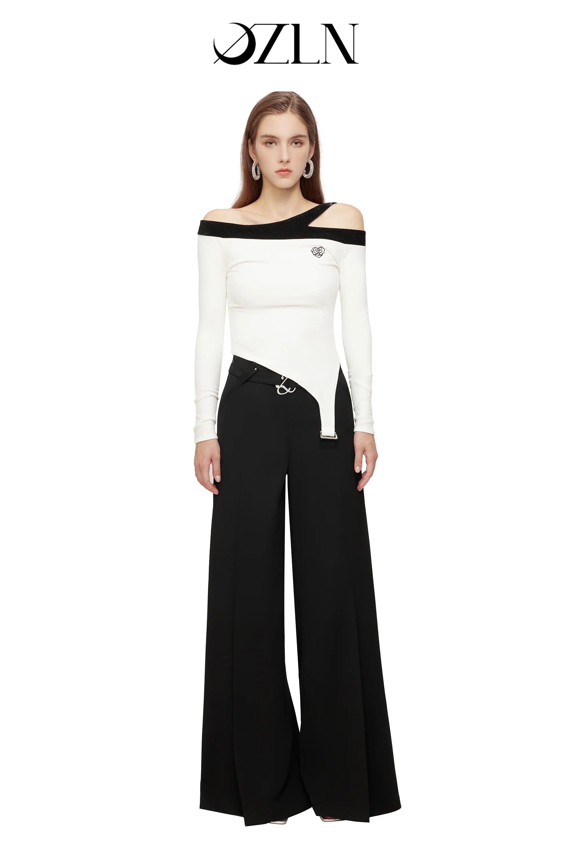 OZLN Wide Leg Slit Suit Pants - 2 Colors – N5 Boutique Shop