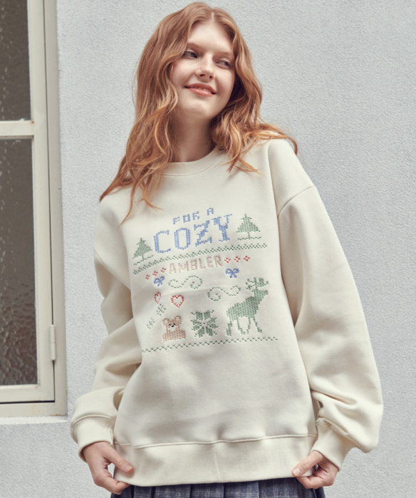 【AMBLER】 Ribbon House Overfit Sweatshirt/追跡付 Ambler Overfit Sweatshirt - Cozy Day - 2 Colors – N5