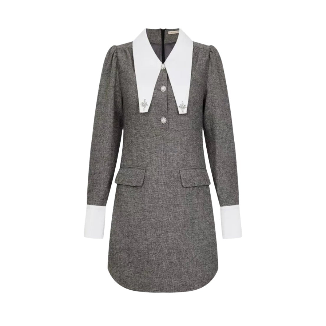 June Eleven Long Collar Grey Suit Dress – N5 Boutique Shop