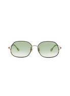 Sunglasses with green gradient lenses on a white background