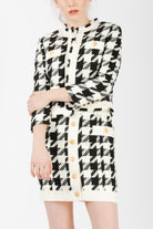 Pierre Balmain Houndstooth Button Tweed Skirt - Room 29