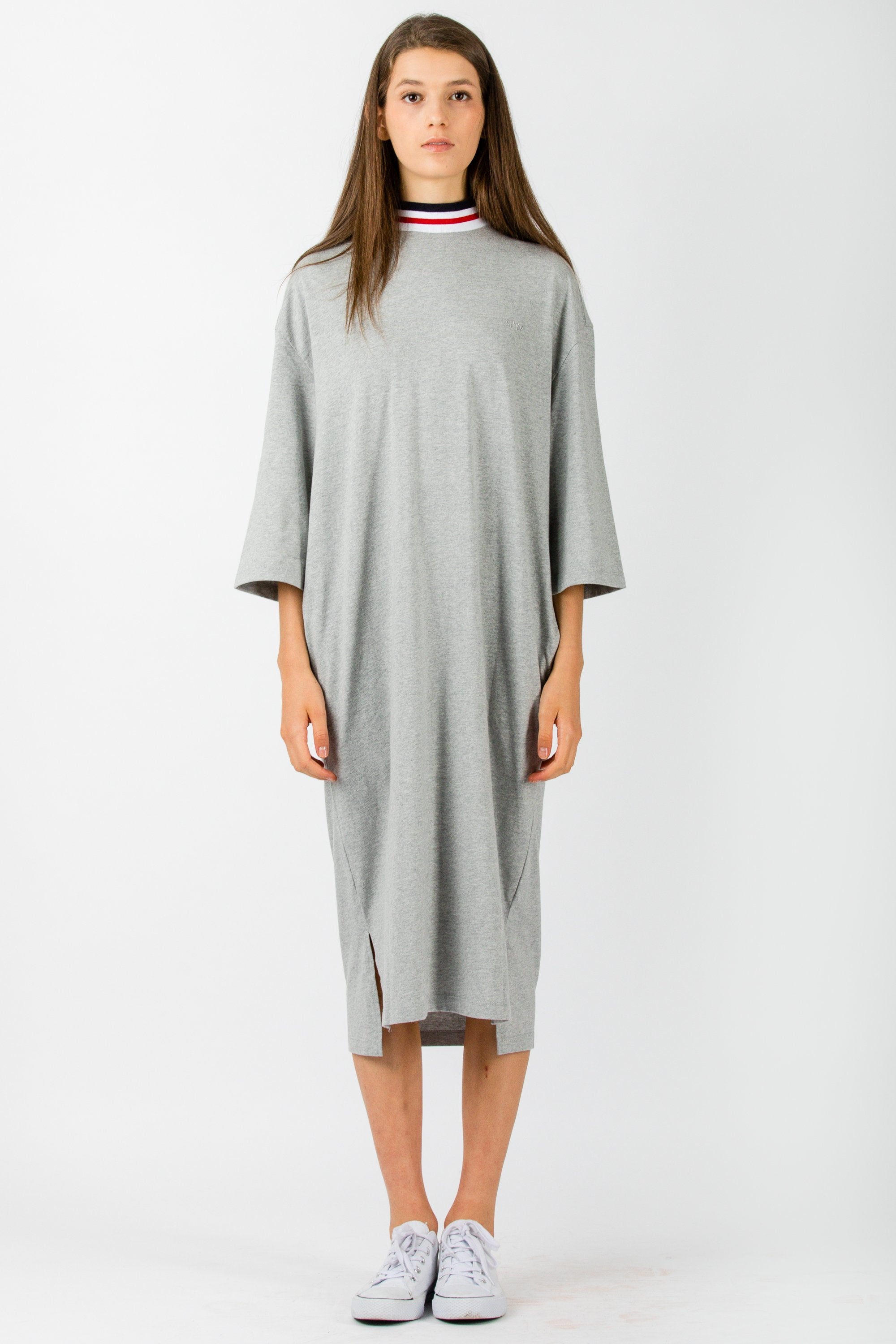 SJYP Knitted Color Neck Band Dress Grey - Room 29