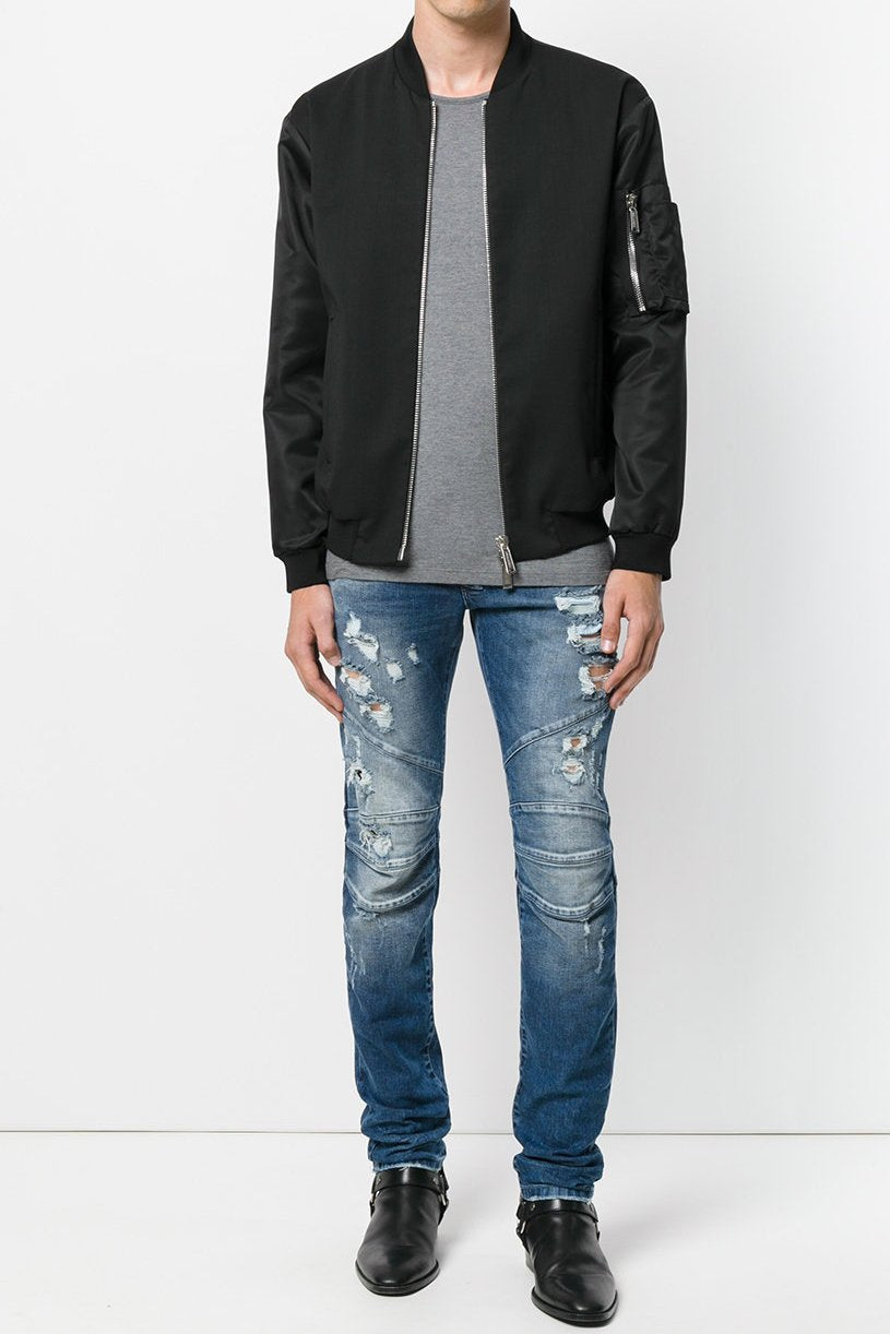 Pierre Balmain Blue Distressed Biker Jeans - Room 29