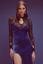 For Love & Lemons Nadine Velvet Maxi Cobalt - Room 29